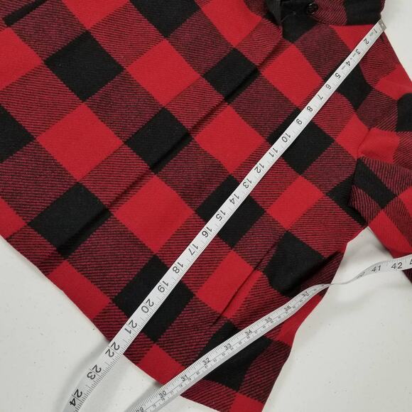 Talbots Italy Red Black Jacket Wool / Lined Faux Fur Collar Removeable EUC 10 P - Picture 8 of 10